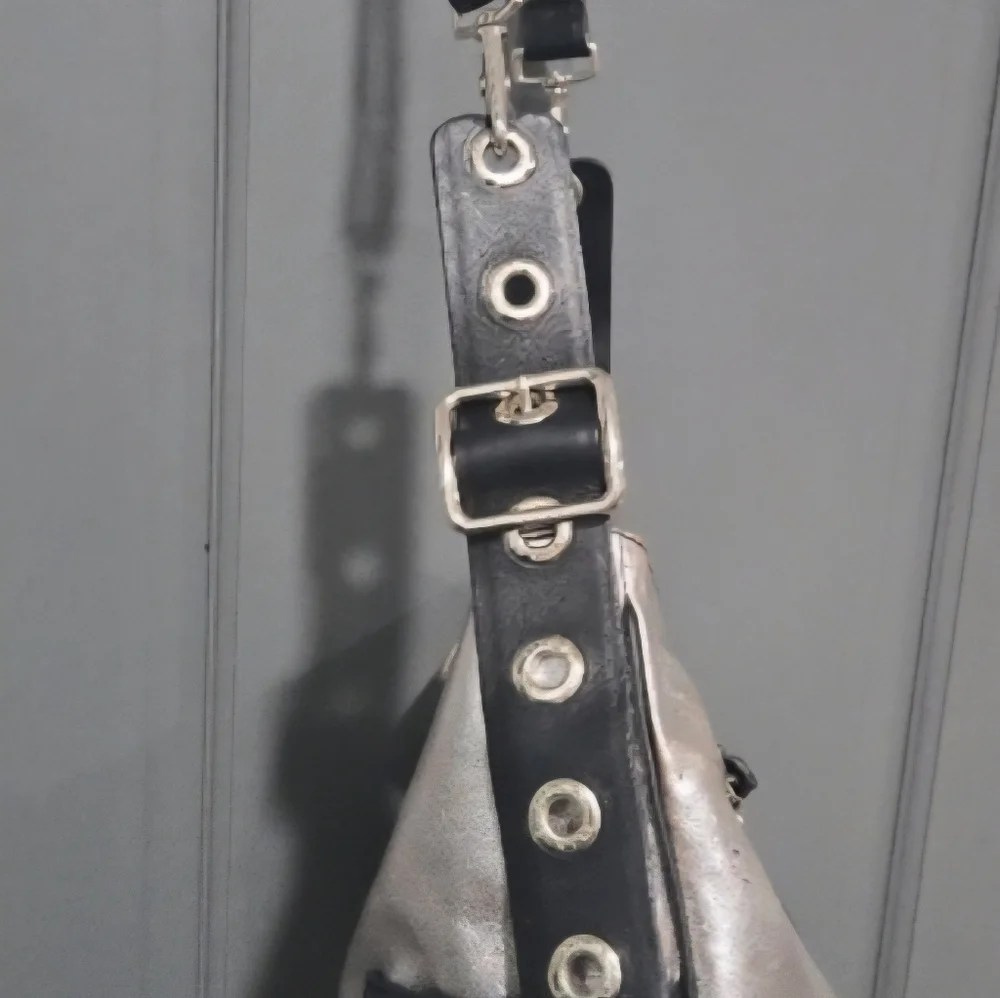 Silver and Black Leather Hobo Bag Purse